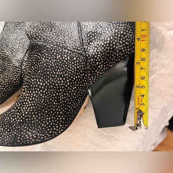 Tory Burch $628 Lila Calf Hair Knee High Heeled Boots Made in Brazil size 6 - Picture 3 of 13